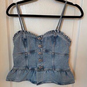 American Eagle Denim Button-Up Corset Top